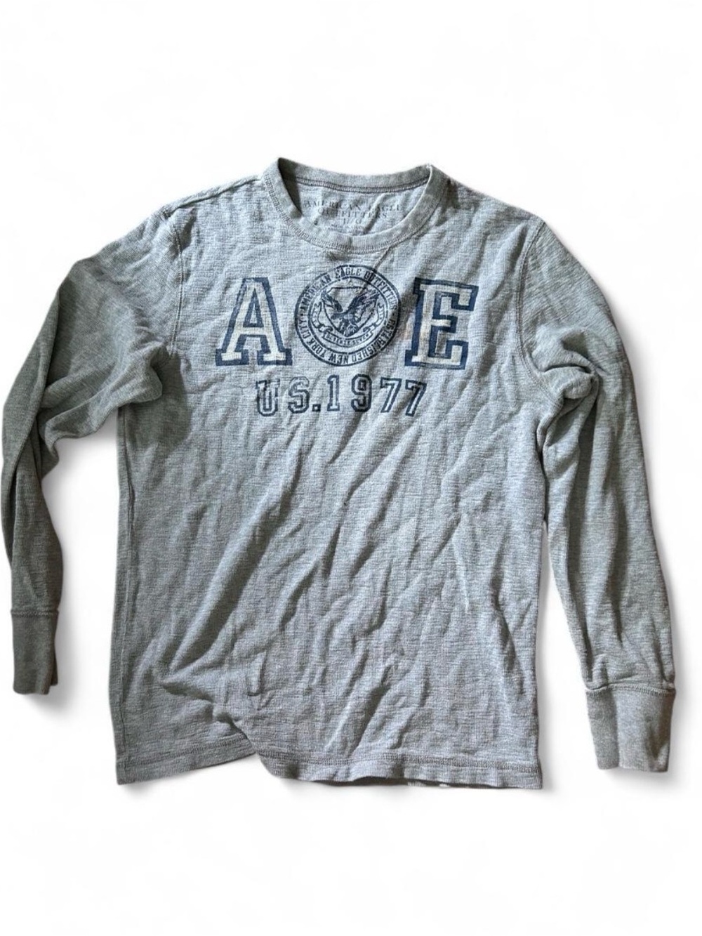 American Eagle Outfitters Light Gray Long Sleeve Graphic Tee